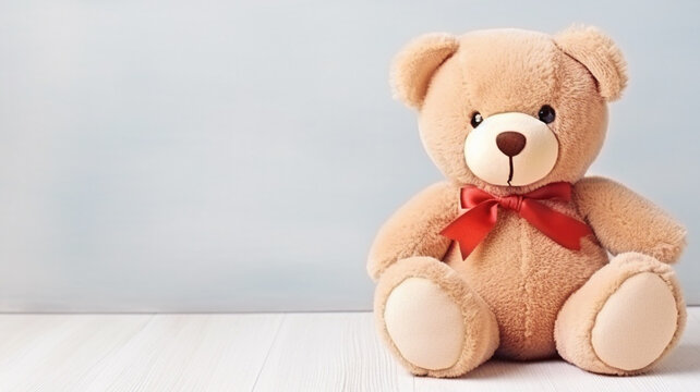 Cute brown Teddy bear toy  give surprise , AI