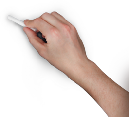 Digital png photo of caucasian hand holding chalk on transparent background