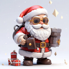 Santa Caus with Gifts Modern Travel, Robot, Toy, Illustration