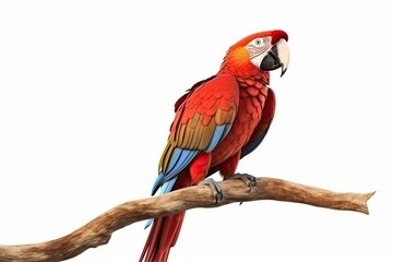 Obraz premium a red and blue macaw isolated on white background