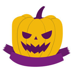 pumpkin with ribbon halloween illustration