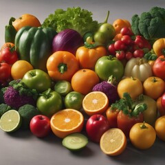 background of many kinds of vegetables and fruits