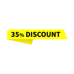 35 Discount In Yellow Rectangle Ribbon Shape For Sale Advertisement Marketing
