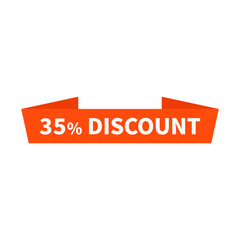 35 Discount In Orange Ribbon Rectangle Shape For Sale Promotion Marketing
