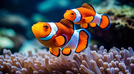 Naklejka na ściany i meble clownfish on reef ai generated