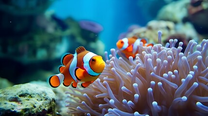 clownfish on reef ai generated - obrazy, fototapety, plakaty