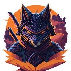 Detailed image of the fierce evil ninja wolf face