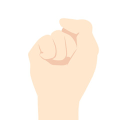 fist raised up. Human arms with clenched fingers vector illustration. Concept of protest, equality, fight for human rights. Stop racism peace harmany cooperation group pale and fair skin color fist