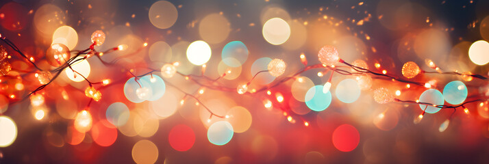Obraz na płótnie Canvas abstract background of bright glowing christmas fairy lights with bokeh