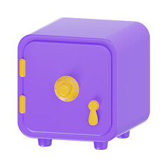 3d safe box, 3d render icon illustration, transparent background, business and finance