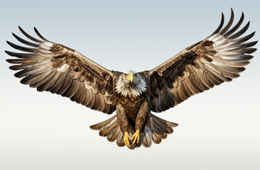 Obraz premium American Eagle is flying gracefully on white background. 