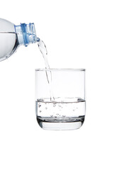 Pour water into a clear glass.