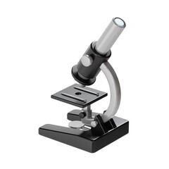 microscope 3d. High quality render. Education 3d render set. Transparent background