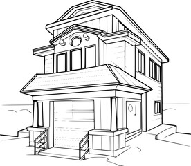 outline of beach house for coloring page