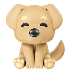 Puppy, Cute animal, 3d illustration.
