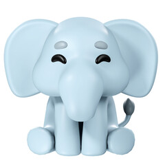 Elephant, Cute animal, 3d illustration.