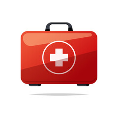 Obraz premium First aid medicine box kit vector isolated on white background.