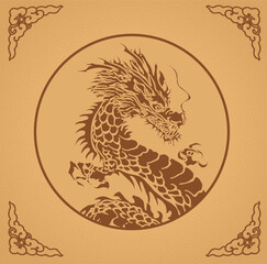 Traditional 3d chinese dragon illustration vector. 3d character dragon bright colors print for clothes, stationery. Banner chinese dragon 2024. New Year of the Dragon 2024.