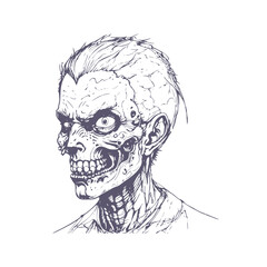 Cartoon zombie monster portrait. Funny and scary character