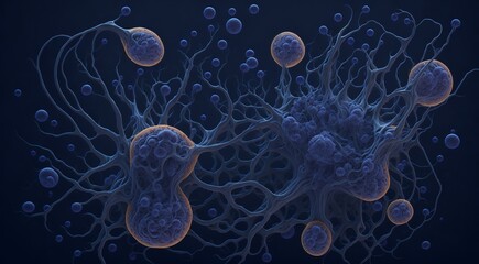 A hauntingly beautiful rendering of cancer cells multiplying and spreading, their twisted and distorted forms creating a visually striking and diverse landscape