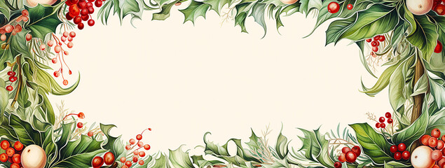 Fototapeta premium Christmas illustration framework with copy space in the center