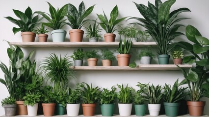 plants in pots on the rack 