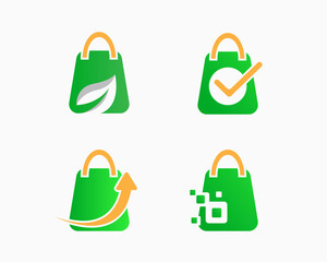 set shopping logo design template. bag illustration vector