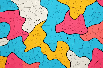 Concrete cracks quirky doodle pattern, wallpaper, background, cartoon, vector, whimsical Illustration