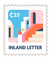 Inland letter, postcard or postal mark vector