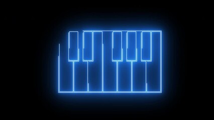 Animated piano keyboard icon with neon saber effect