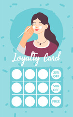 Makeup artist service, beauty routine loyalty card