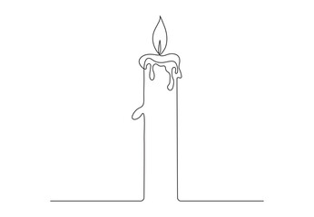 One continuous line drawing of candle. Business icon. Isolated on white background vector illustration. Premium vector. 