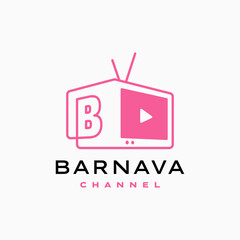 b letter mark channel television tv logo vector icon illustration - obrazy, fototapety, plakaty