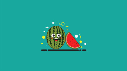watermelon character vector design, cartoon watermelon, watermelon character design