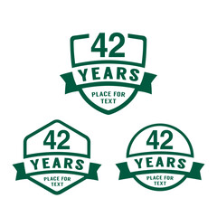 42 years anniversary celebration logotype. 42nd anniversary logo collection. Set of anniversary design template. Vector illustration.