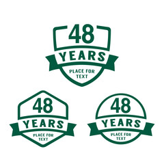 48 years anniversary celebration logotype. 48th anniversary logo collection. Set of anniversary design template. Vector illustration.