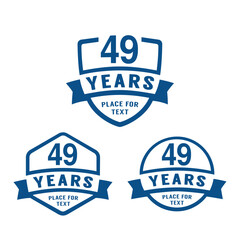49 years anniversary celebration logotype. 49th anniversary logo collection. Set of anniversary design template. Vector illustration.