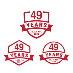 49 years anniversary celebration logotype. 49th anniversary logo collection. Set of anniversary design template. Vector illustration.
