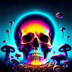 Skull and mushrooms