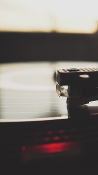 close up of an old turntable