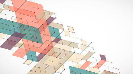 Naklejka premium Abstract rectro colored background in isometric style.