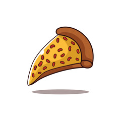 Pizza slice Colorful illustration with salami, mushrooms Fast food hand drawn decoration