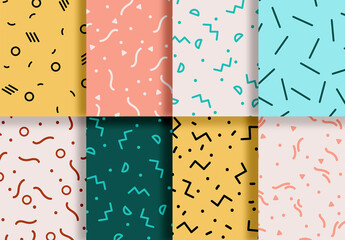Mockup of 8 customizable repeatable simple patterns and shapes