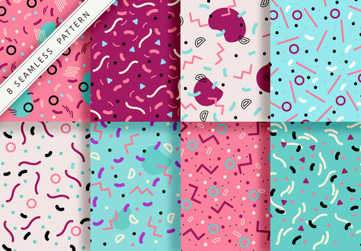 Mockup of 8 customizable repeatable abstract shapes, funky style