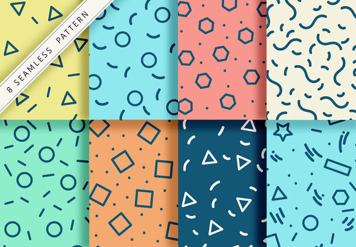 Mockup of 8 customizable repeatable simple shapes and patterns