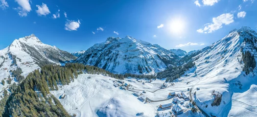 Poster Der Wintersportort Warth im Luftbild, Blick ins obere Lechtal und in die Lechschlucht  © ARochau