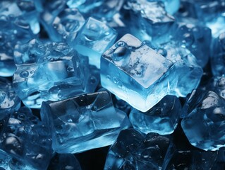 Obraz premium Blue Ice Cube Background. Fresh Ice Cube Texture