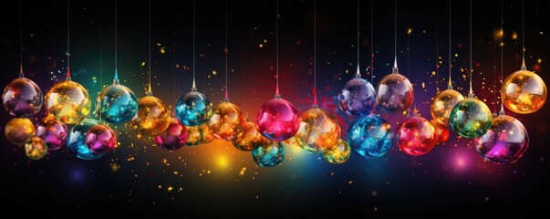 Christmas background with colorful christmas balls - obrazy, fototapety, plakaty