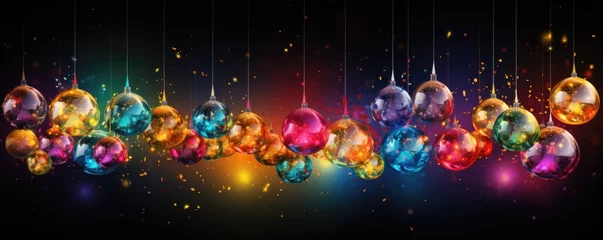 Gordijnen Christmas background with colorful christmas balls © Jasmina