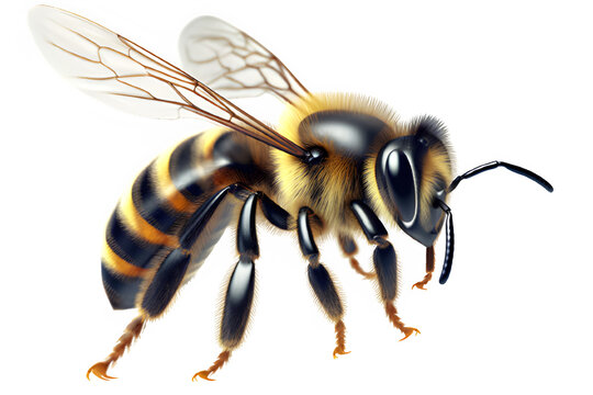 Stunning Bee in Flight: Macro Image of an Incredible Pollinator (Generative AI)